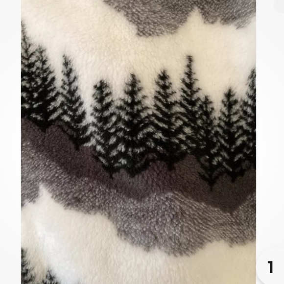 Glacier Gear Outdoor Fleece Vest Black & White trees pockets full zip XL - Picture 2 of 7